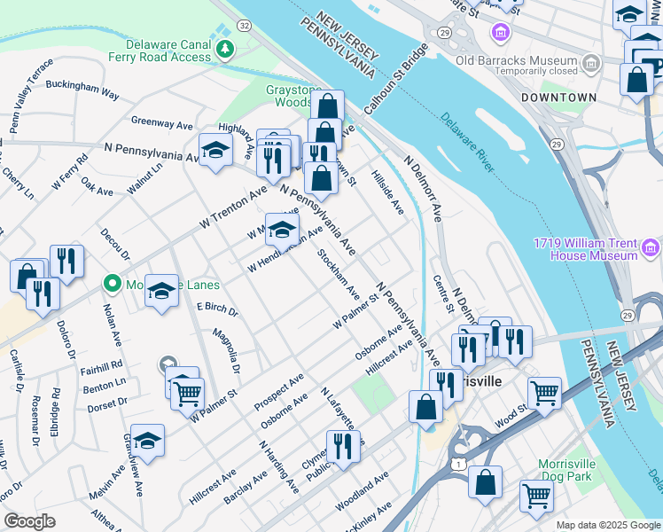 map of restaurants, bars, coffee shops, grocery stores, and more near 421 Stockham Avenue in Morrisville