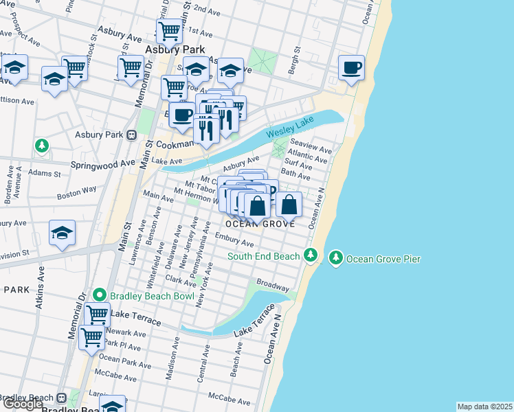map of restaurants, bars, coffee shops, grocery stores, and more near 27 Pilgrim Pathway in Monmouth County