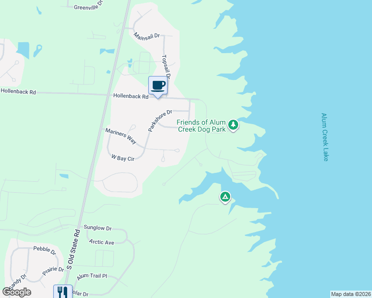 map of restaurants, bars, coffee shops, grocery stores, and more near 4055 Mariners Way in Lewis Center