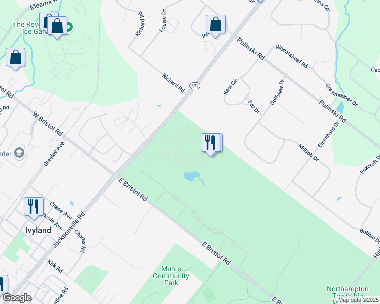 map of restaurants, bars, coffee shops, grocery stores, and more near 67 Parry Way in Ivyland