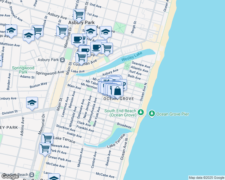 map of restaurants, bars, coffee shops, grocery stores, and more near 27 Pilgrim Pathway in Monmouth County
