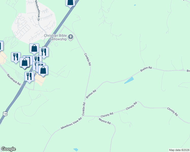 map of restaurants, bars, coffee shops, grocery stores, and more near 86 Conklin Road in Washington