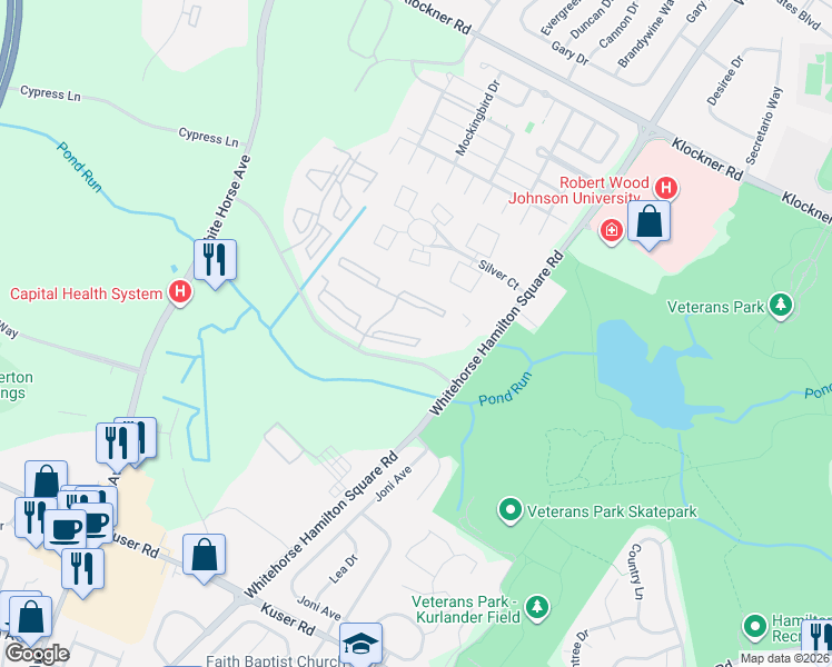 map of restaurants, bars, coffee shops, grocery stores, and more near 65 Lehavre Court in Hamilton Township