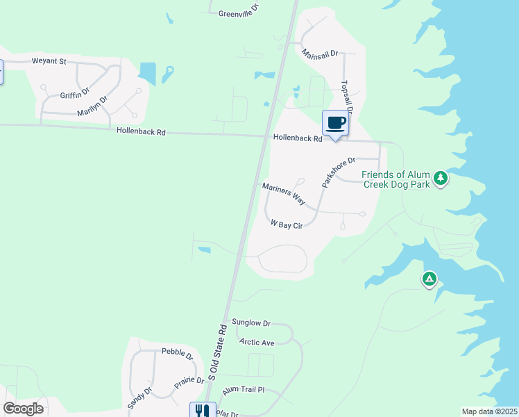 map of restaurants, bars, coffee shops, grocery stores, and more near 3418 West Bay Circle in Lewis Center