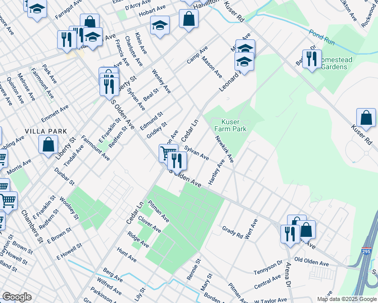 map of restaurants, bars, coffee shops, grocery stores, and more near 111 Atkins Avenue in Hamilton Township