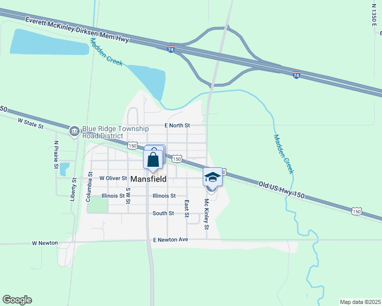 map of restaurants, bars, coffee shops, grocery stores, and more near 302 East Griggs Street in Mansfield