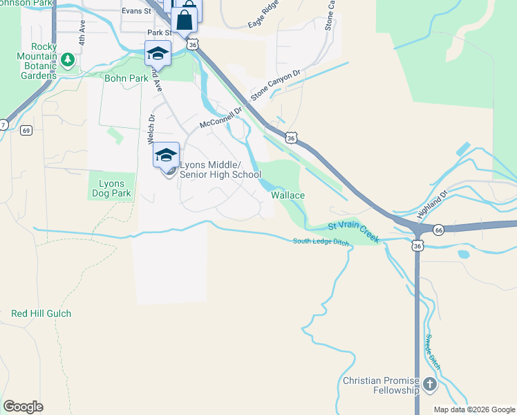 map of restaurants, bars, coffee shops, grocery stores, and more near 502 Carter Court in Lyons