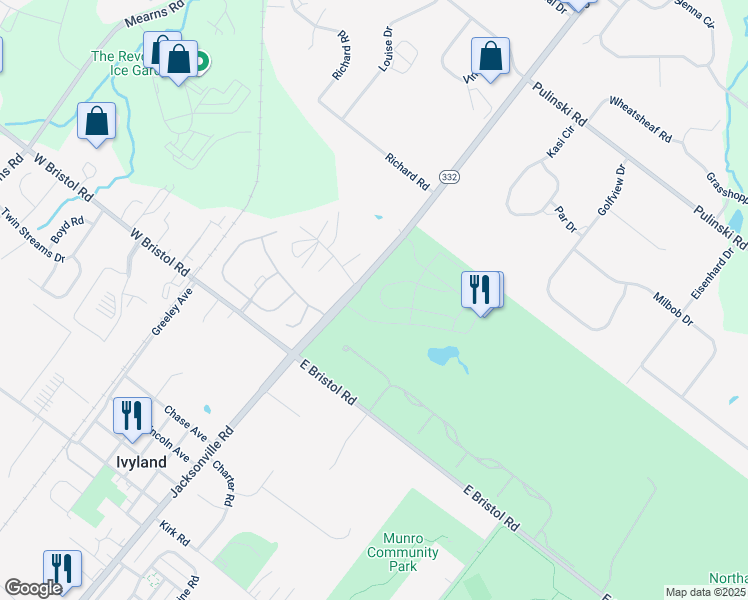 map of restaurants, bars, coffee shops, grocery stores, and more near 32-48 Jacksonville Rd in Warminster