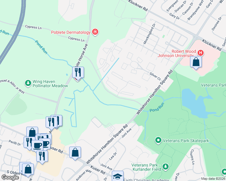 map of restaurants, bars, coffee shops, grocery stores, and more near 12 Chambord Court in Hamilton Township