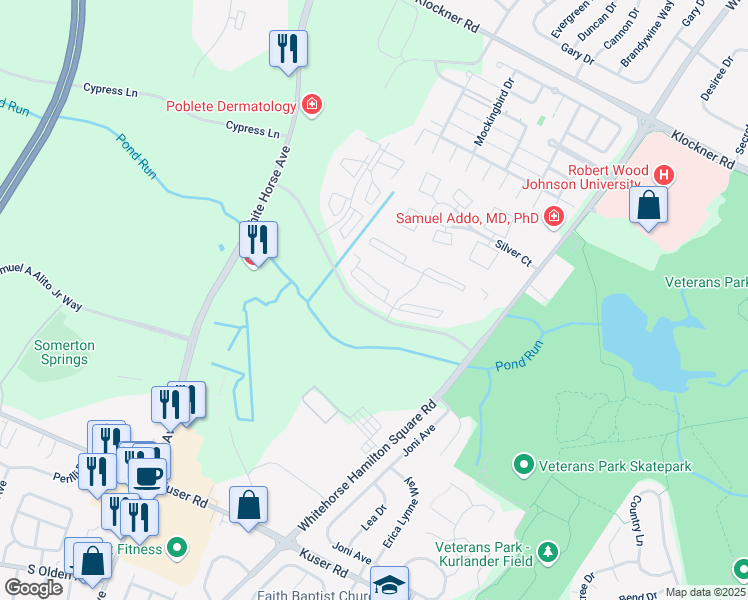 map of restaurants, bars, coffee shops, grocery stores, and more near 12 Chambord Court in Hamilton Township