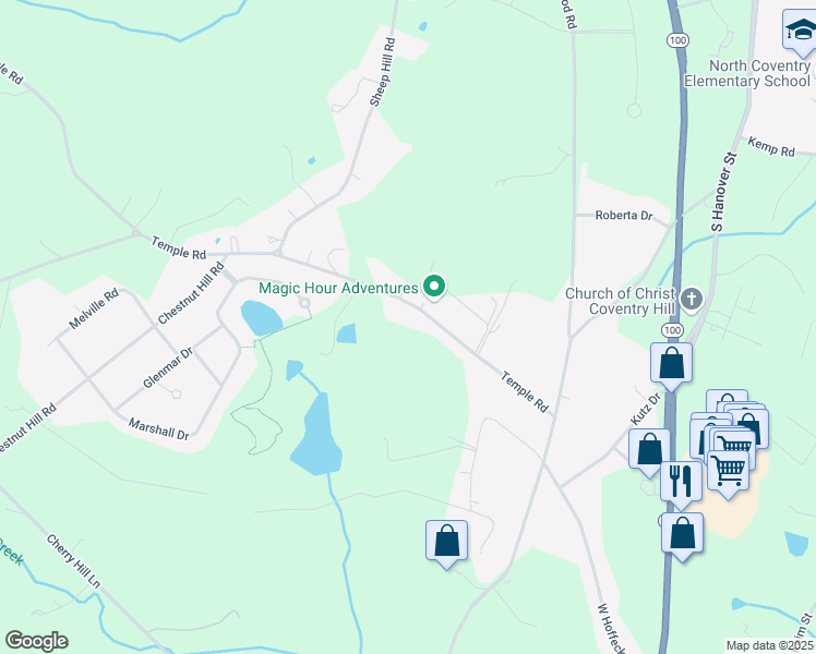 map of restaurants, bars, coffee shops, grocery stores, and more near 860 Temple Road in Pottstown