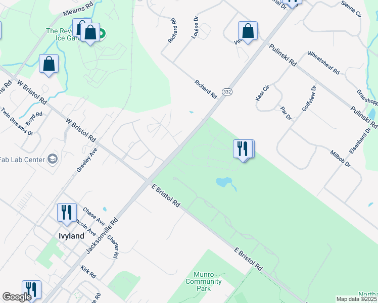 map of restaurants, bars, coffee shops, grocery stores, and more near 32 Parry Way in Ivyland