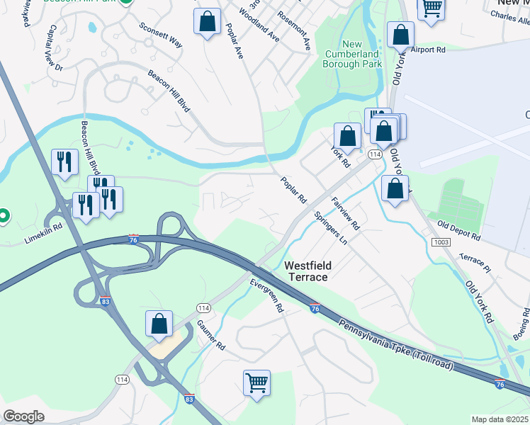 map of restaurants, bars, coffee shops, grocery stores, and more near 311 Lewisberry Road in New Cumberland