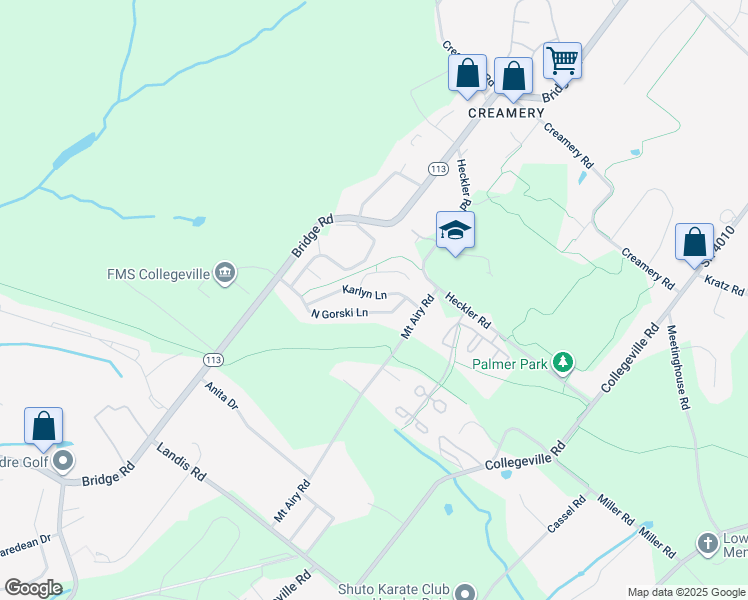 map of restaurants, bars, coffee shops, grocery stores, and more near 822 Karlyn Lane in Collegeville