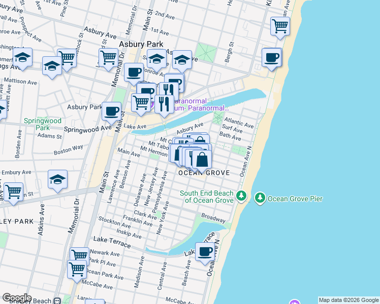 map of restaurants, bars, coffee shops, grocery stores, and more near 27 Pilgrim Pathway in Monmouth County