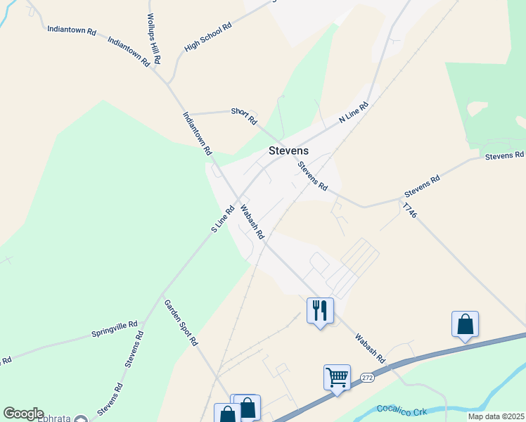 map of restaurants, bars, coffee shops, grocery stores, and more near 6 Justin Circle in Ephrata