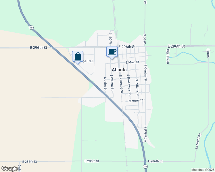 map of restaurants, bars, coffee shops, grocery stores, and more near 325 South John Street in Atlanta