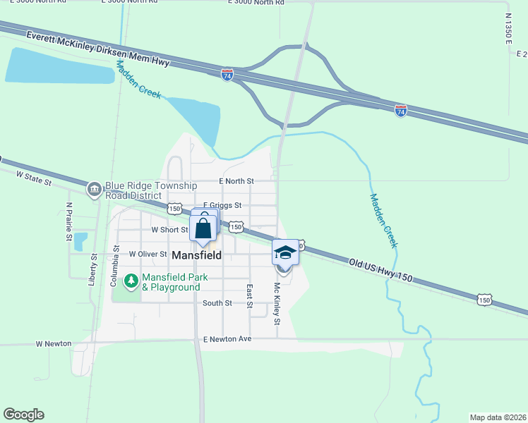 map of restaurants, bars, coffee shops, grocery stores, and more near 314 East Griggs Street in Mansfield