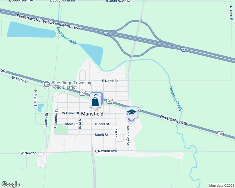 map of restaurants, bars, coffee shops, grocery stores, and more near 302 East Griggs Street in Mansfield
