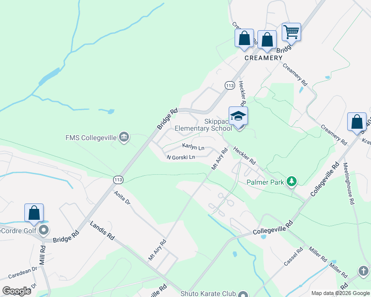 map of restaurants, bars, coffee shops, grocery stores, and more near 814 Karlyn Ln in Collegeville