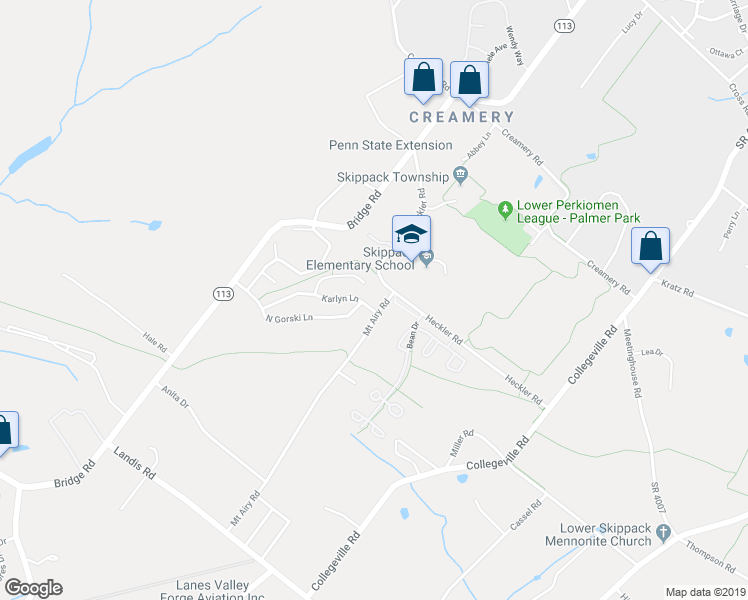 map of restaurants, bars, coffee shops, grocery stores, and more near 837 Karlyn Lane in Collegeville