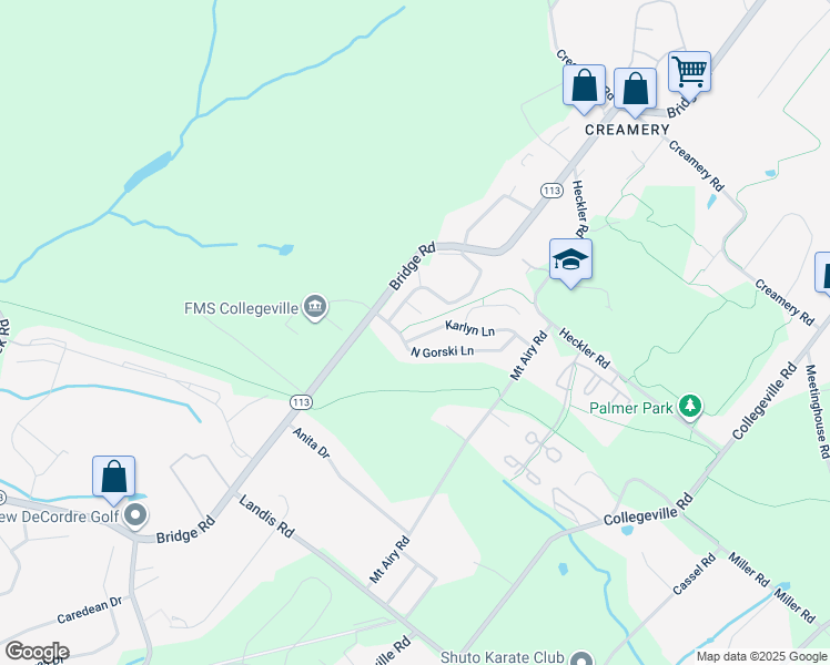 map of restaurants, bars, coffee shops, grocery stores, and more near 803 Karlyn Lane in Collegeville