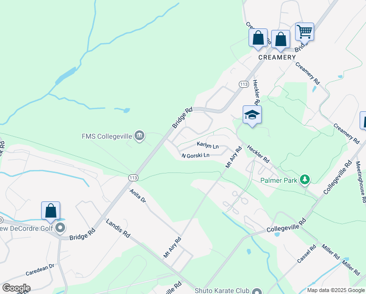map of restaurants, bars, coffee shops, grocery stores, and more near 803 Karlyn Lane in Collegeville