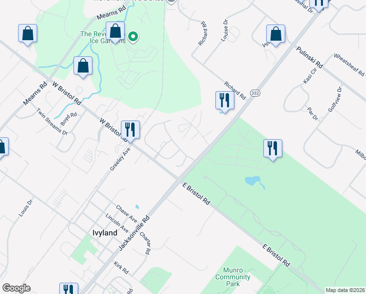 map of restaurants, bars, coffee shops, grocery stores, and more near 49 Ashley Drive in Ivyland
