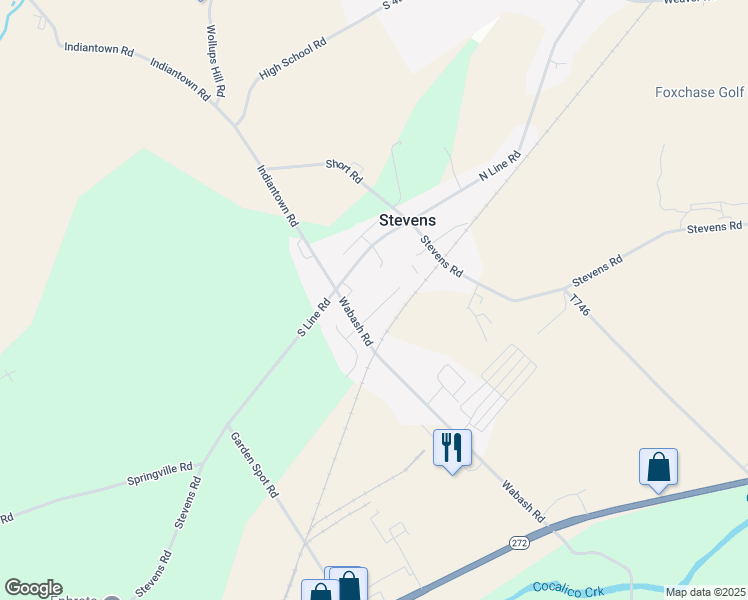 map of restaurants, bars, coffee shops, grocery stores, and more near 8 Justin Circle in Ephrata