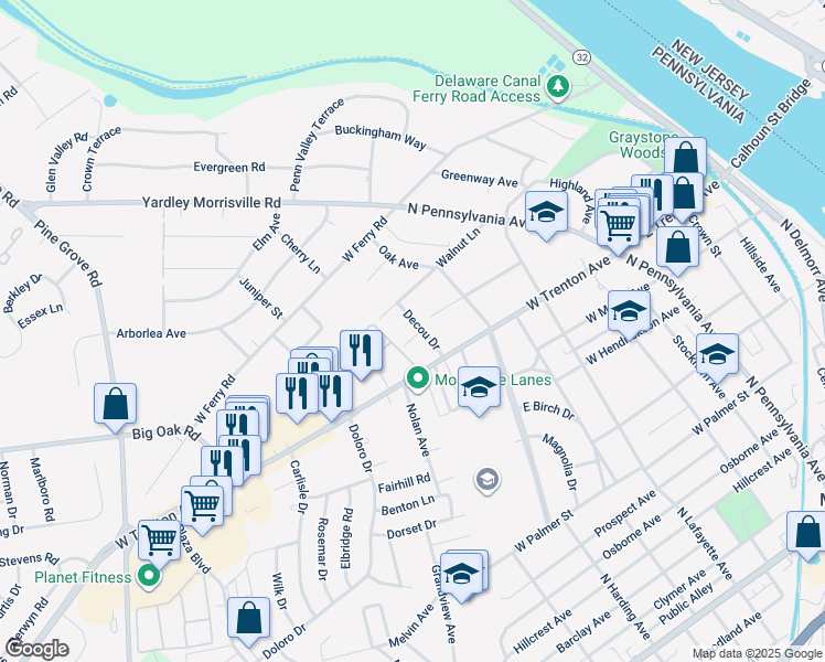 map of restaurants, bars, coffee shops, grocery stores, and more near 10 Decou Drive in Morrisville