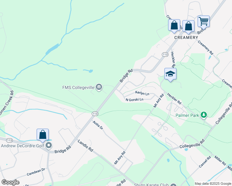 map of restaurants, bars, coffee shops, grocery stores, and more near 4246 North Gorski Lane in Collegeville