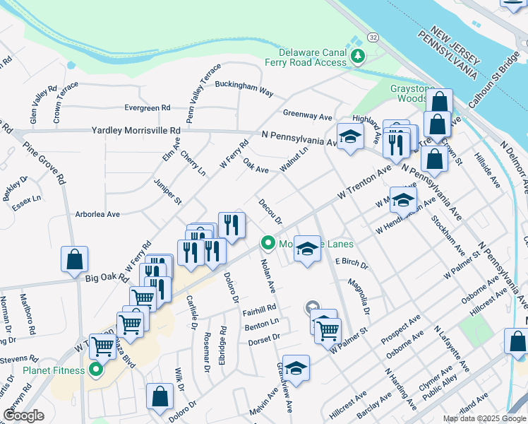 map of restaurants, bars, coffee shops, grocery stores, and more near 10 Decou Drive in Morrisville