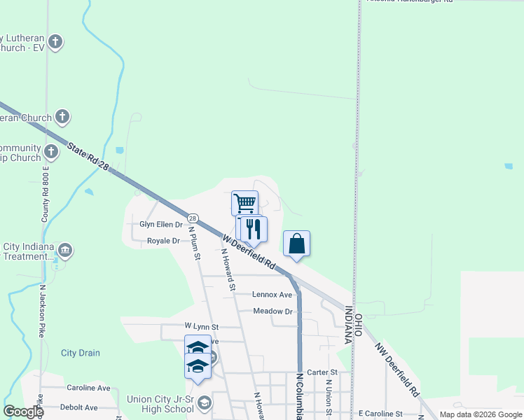 map of restaurants, bars, coffee shops, grocery stores, and more near Lutheran Terrace in Union City
