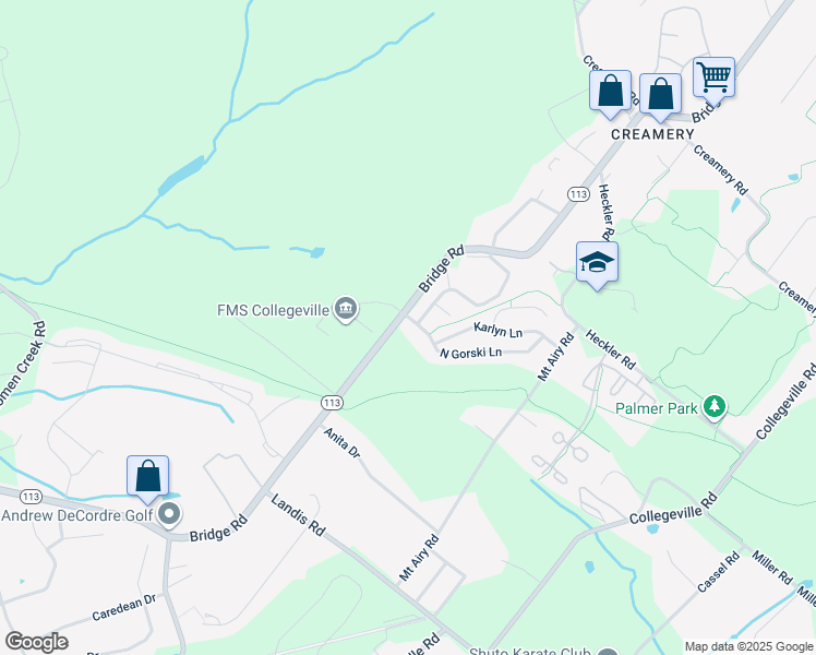 map of restaurants, bars, coffee shops, grocery stores, and more near 4246 North Gorski Lane in Collegeville