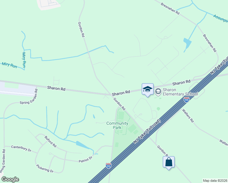 map of restaurants, bars, coffee shops, grocery stores, and more near 341 Gordon Road in Robbinsville Township