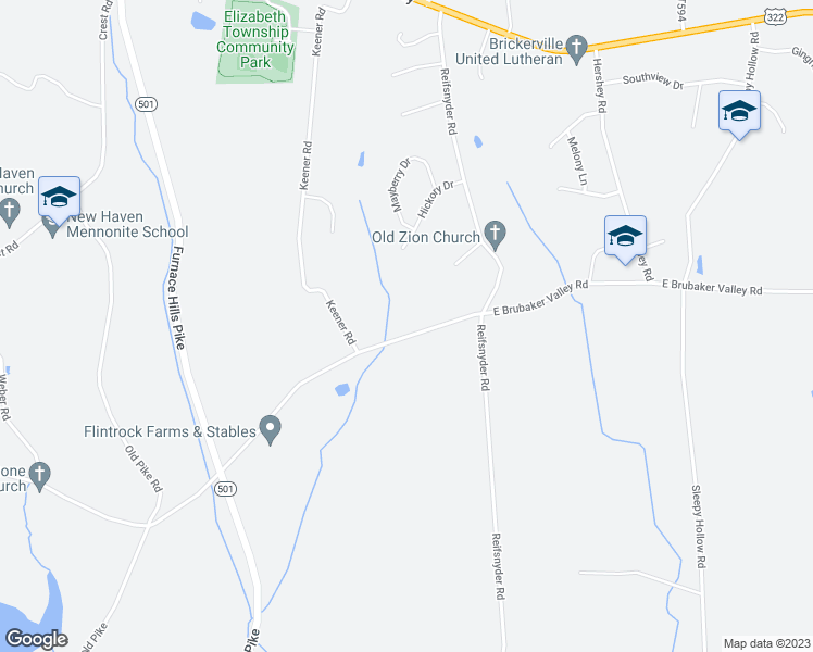 map of restaurants, bars, coffee shops, grocery stores, and more near 215 East Brubaker Valley Road in Lititz