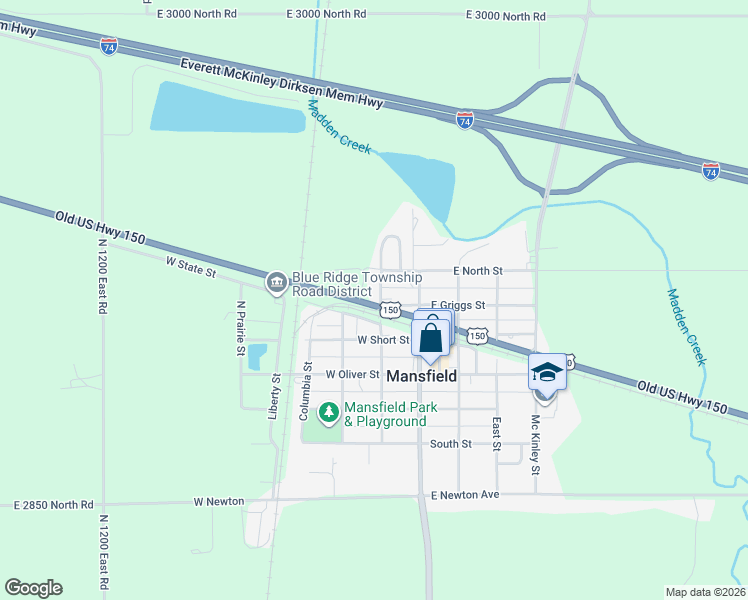 map of restaurants, bars, coffee shops, grocery stores, and more near 110 West Griggs Street in Mansfield