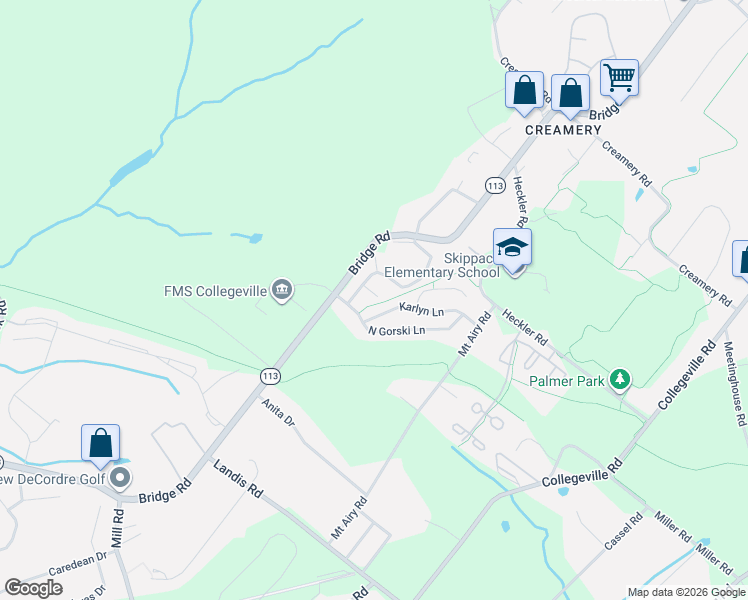 map of restaurants, bars, coffee shops, grocery stores, and more near 803 Karlyn Lane in Collegeville