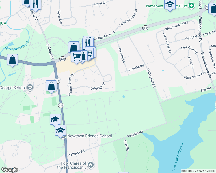 map of restaurants, bars, coffee shops, grocery stores, and more near 257 Wood Stream Court in Langhorne