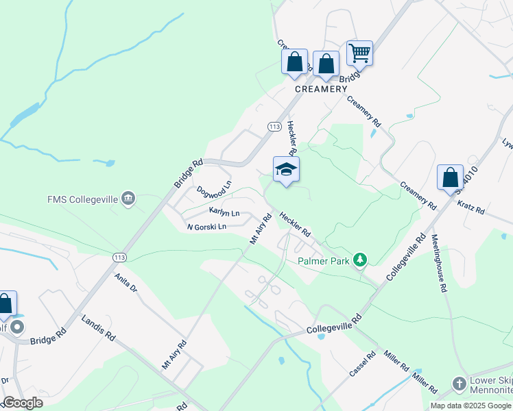 map of restaurants, bars, coffee shops, grocery stores, and more near 837 Karlyn Lane in Collegeville