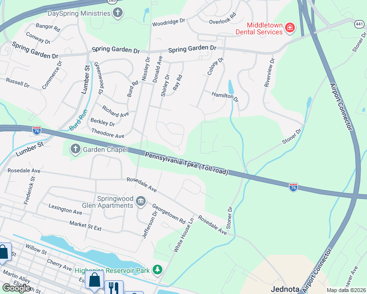 map of restaurants, bars, coffee shops, grocery stores, and more near 13 Shirley Drive in Middletown