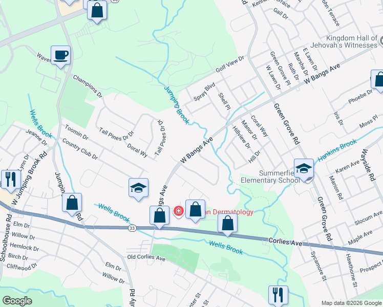 map of restaurants, bars, coffee shops, grocery stores, and more near 3424 West Bangs Avenue in Neptune City