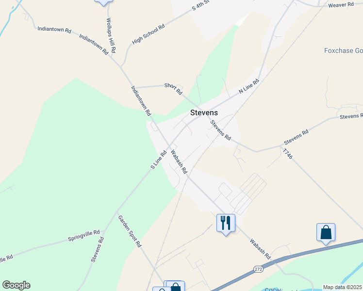 map of restaurants, bars, coffee shops, grocery stores, and more near 8 Justin Circle in Ephrata