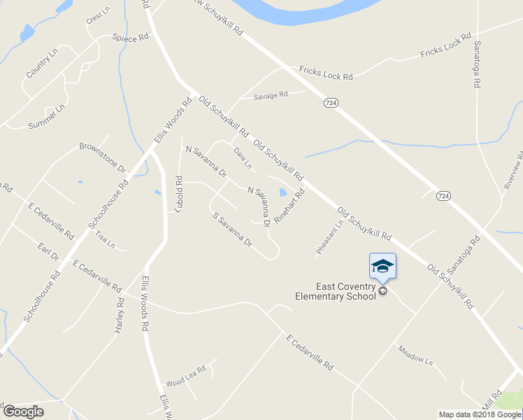 map of restaurants, bars, coffee shops, grocery stores, and more near 101 North Savanna Drive in Pottstown