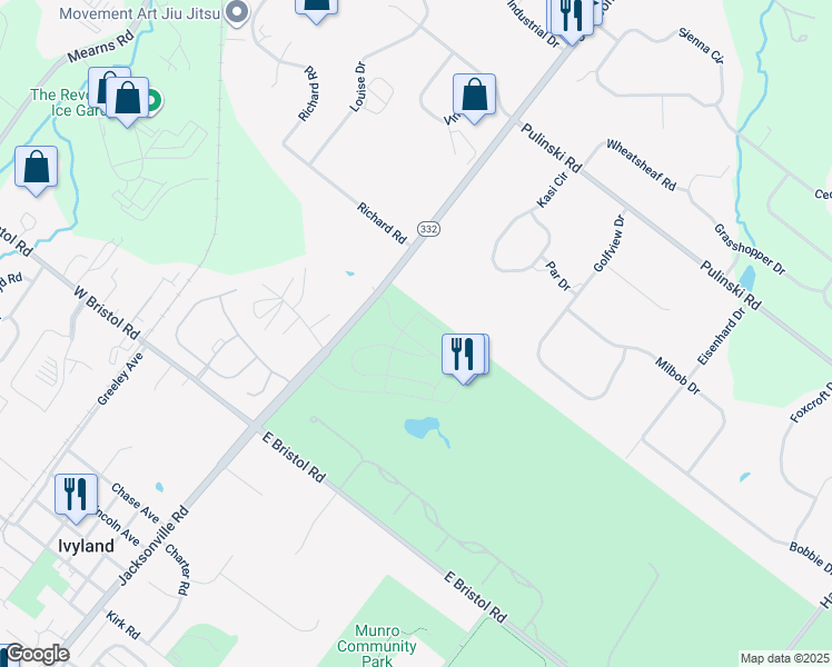 map of restaurants, bars, coffee shops, grocery stores, and more near Parry Way in Ivyland