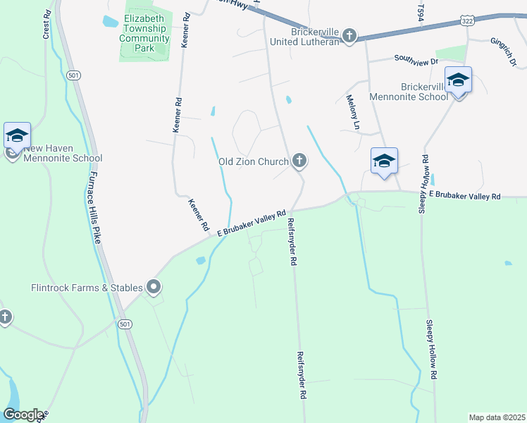 map of restaurants, bars, coffee shops, grocery stores, and more near 227 East Brubaker Valley Road in Lititz