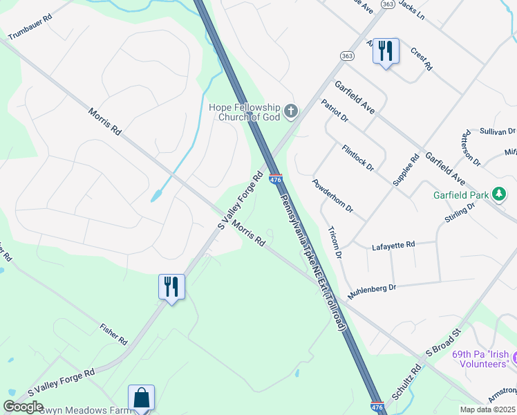 map of restaurants, bars, coffee shops, grocery stores, and more near 2011 Ryans Run in Lansdale