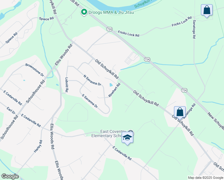 map of restaurants, bars, coffee shops, grocery stores, and more near 23 Rinehart Road in Pottstown
