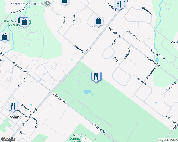 map of restaurants, bars, coffee shops, grocery stores, and more near 14 Lacey Lane in Ivyland