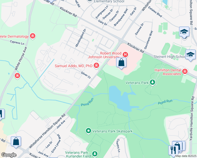 map of restaurants, bars, coffee shops, grocery stores, and more near 1700 White Horse Hamilton Square Road in Trenton